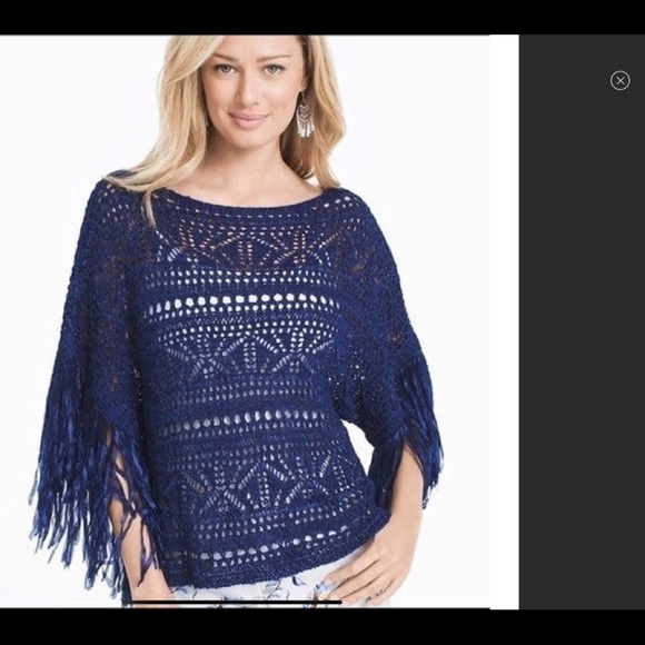 White House Black Market Sweaters - White House Black Market Fringe Poncho